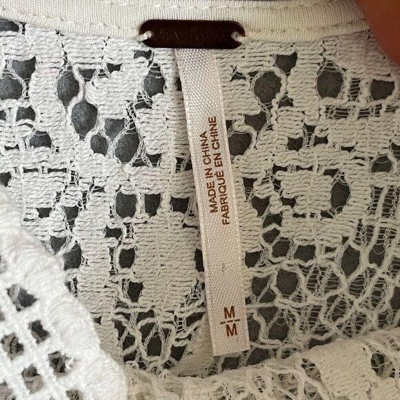 Free People Holy Mountain Mini Floral Crochet Dress M White Cottagecore Coquette - Picture 6 of 12